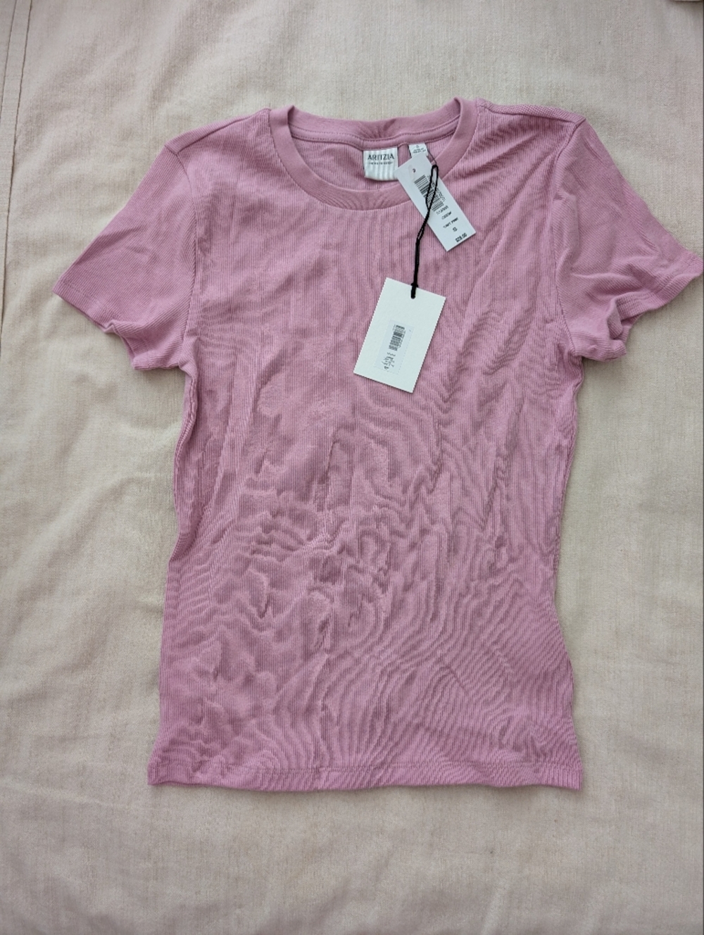 Aritzia Size small Short Sleeve Ribbed Tee - Dusty Rose